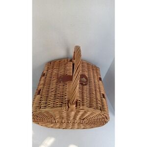 Wicker‎ Picnic Basket Set for Two Plates Wine Glasses Storage